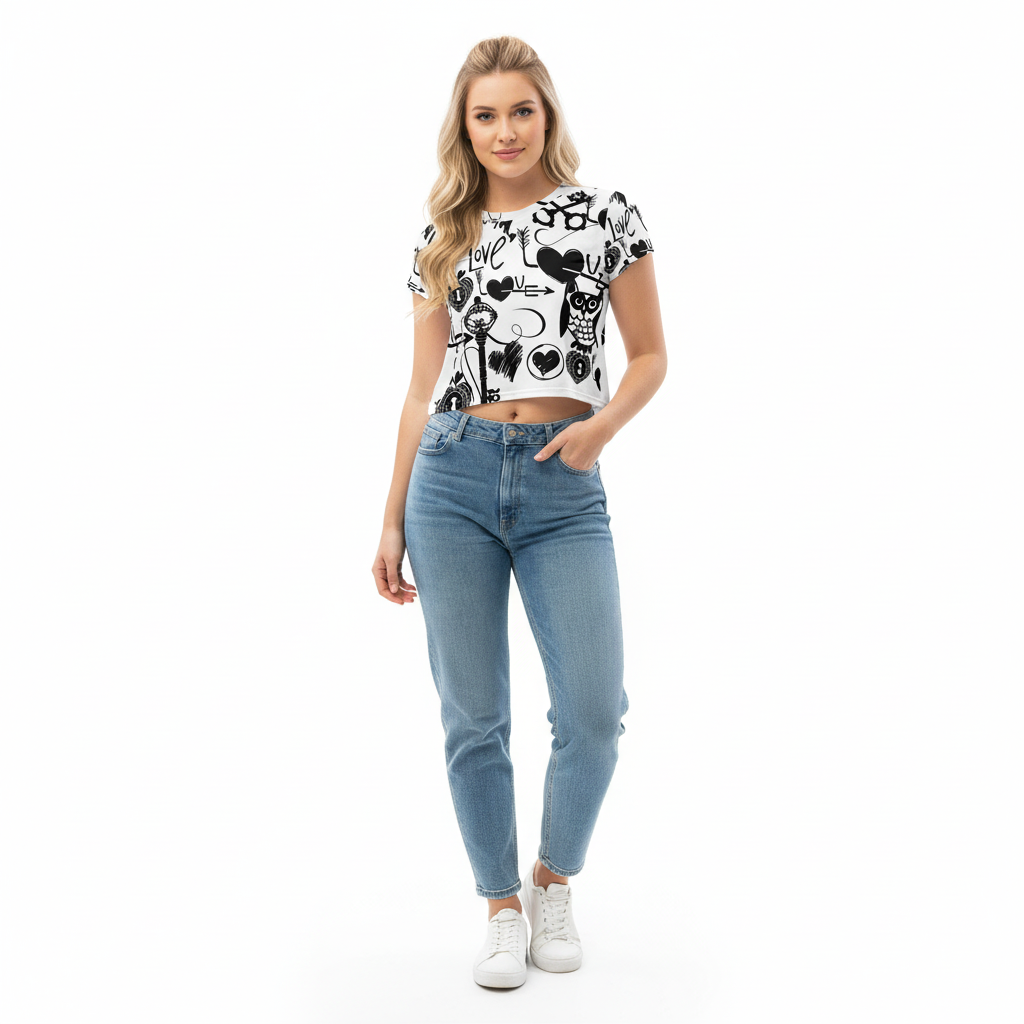 Keystone Crop Tee with Light Wash Jeans