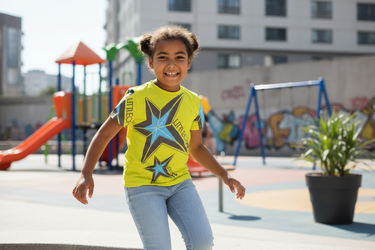 Kids fashion editorial at playground
