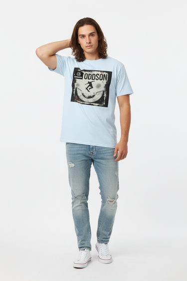Light blue tee casual pose
