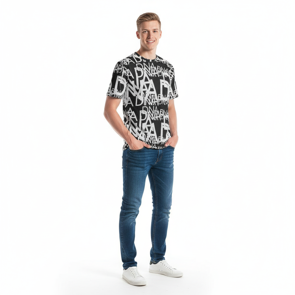 Look 1 - Dark jeans, friendly expression