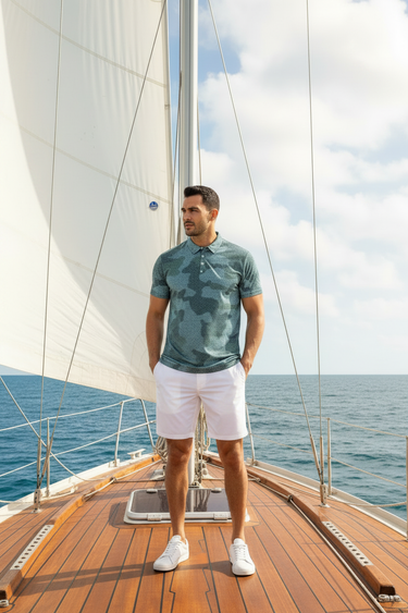 Look 1 — Sailboat White Boardshorts
