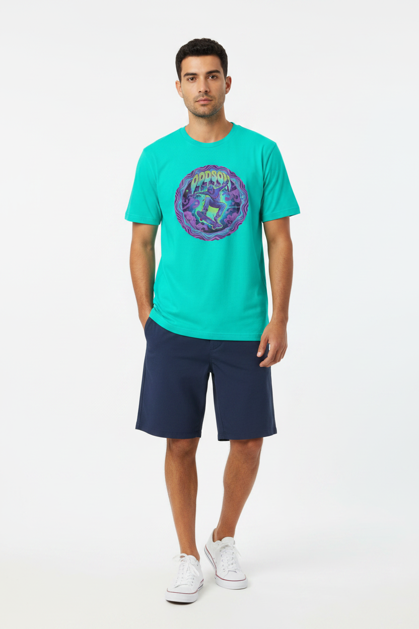 Look 1 — Teal + Boardshorts