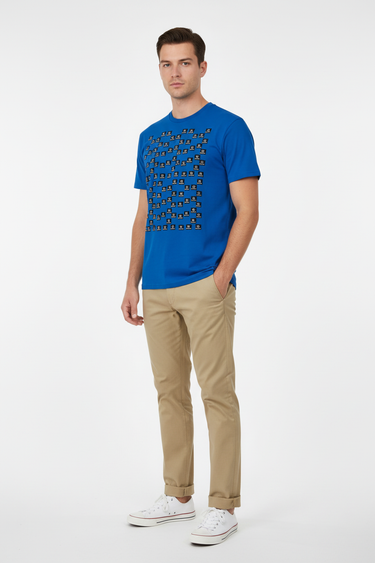 Look 3 - Royal Blue Tee with Khaki Chinos & Canvas Sneakers
