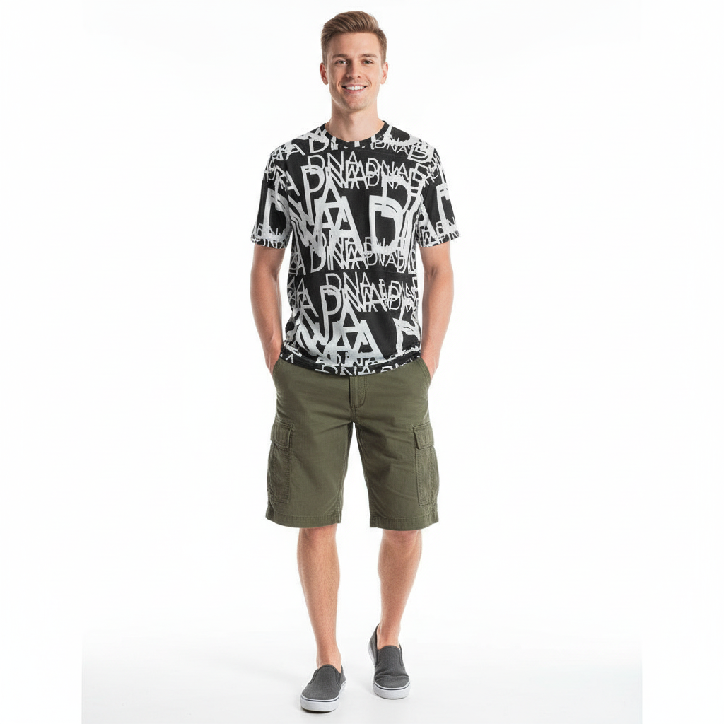 Look 4 - Cargo shorts, approachable smile