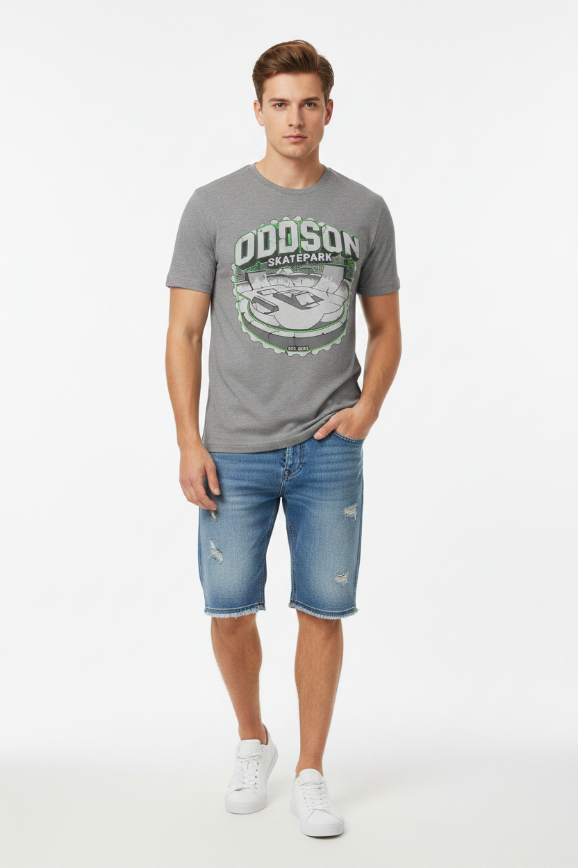 Look 4 — Grey + Jean Shorts