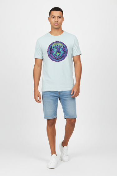 Look 4 — Ice Blue + Jean Shorts