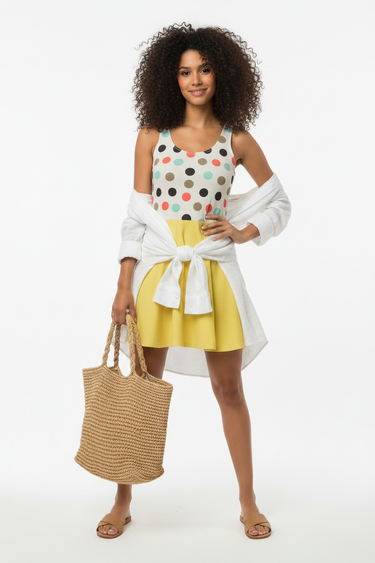 Look 4 — Tied Linen Shirt + Flat Sandals