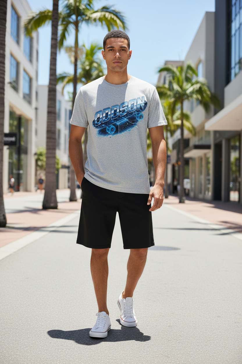 Look 5 – Grey Tee, City Street
