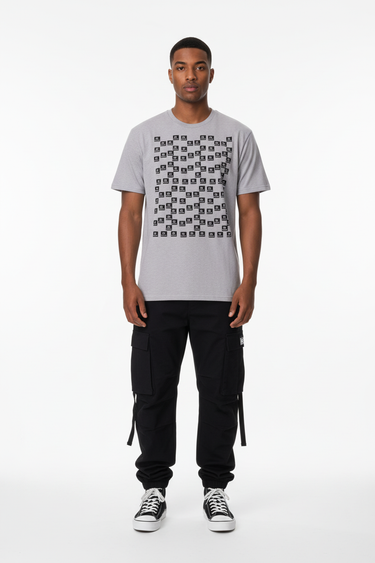 Look 5 - Heather Grey Tee with Cargo Pants & High-Tops
