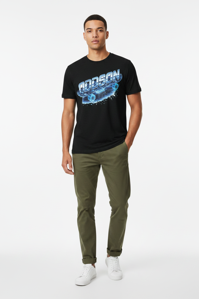 Look 6 — Solid Black + Olive Chinos
