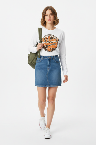 Look 6 - White with Denim Skirt & Sneakers (Female)