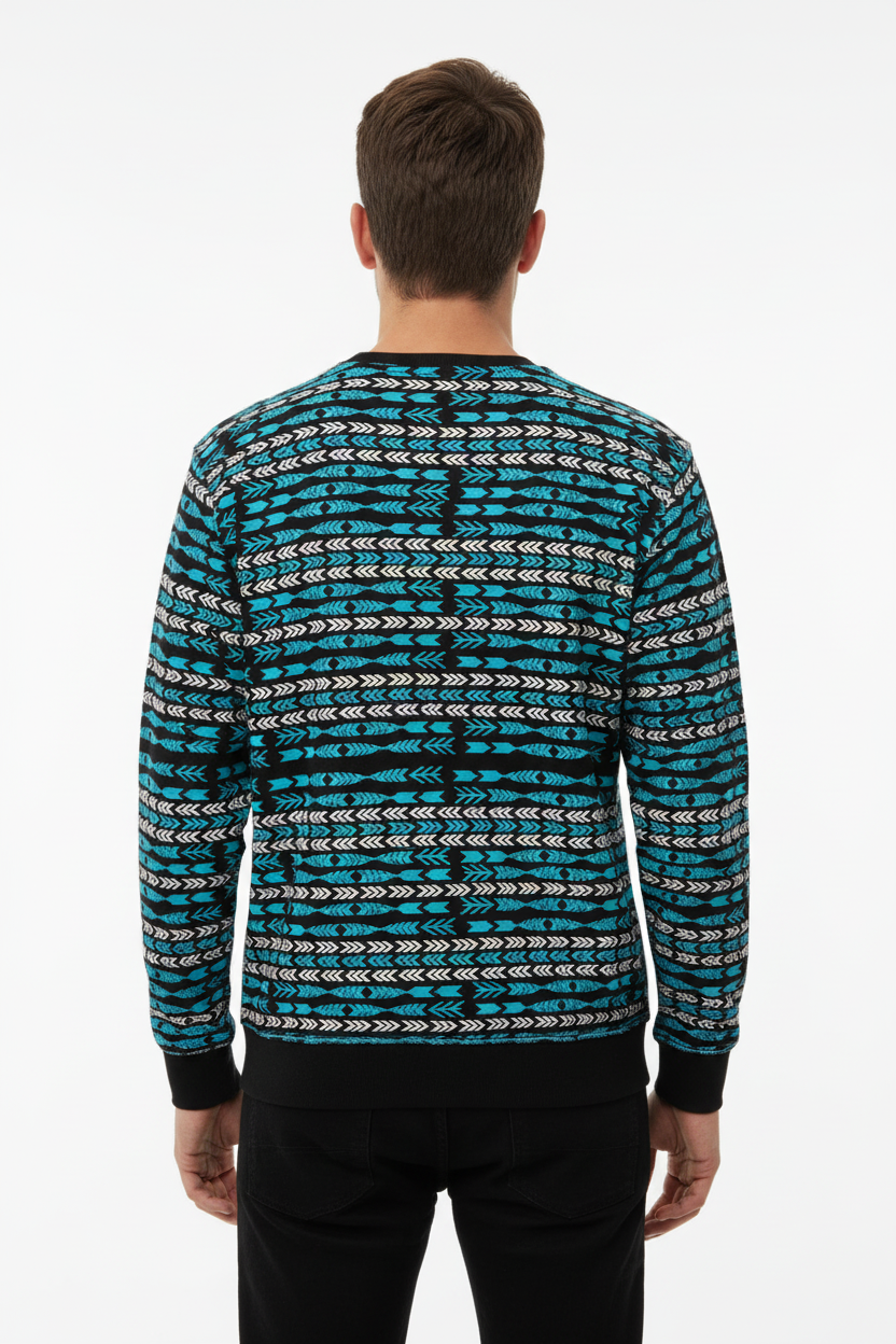 Male model back view showing pattern