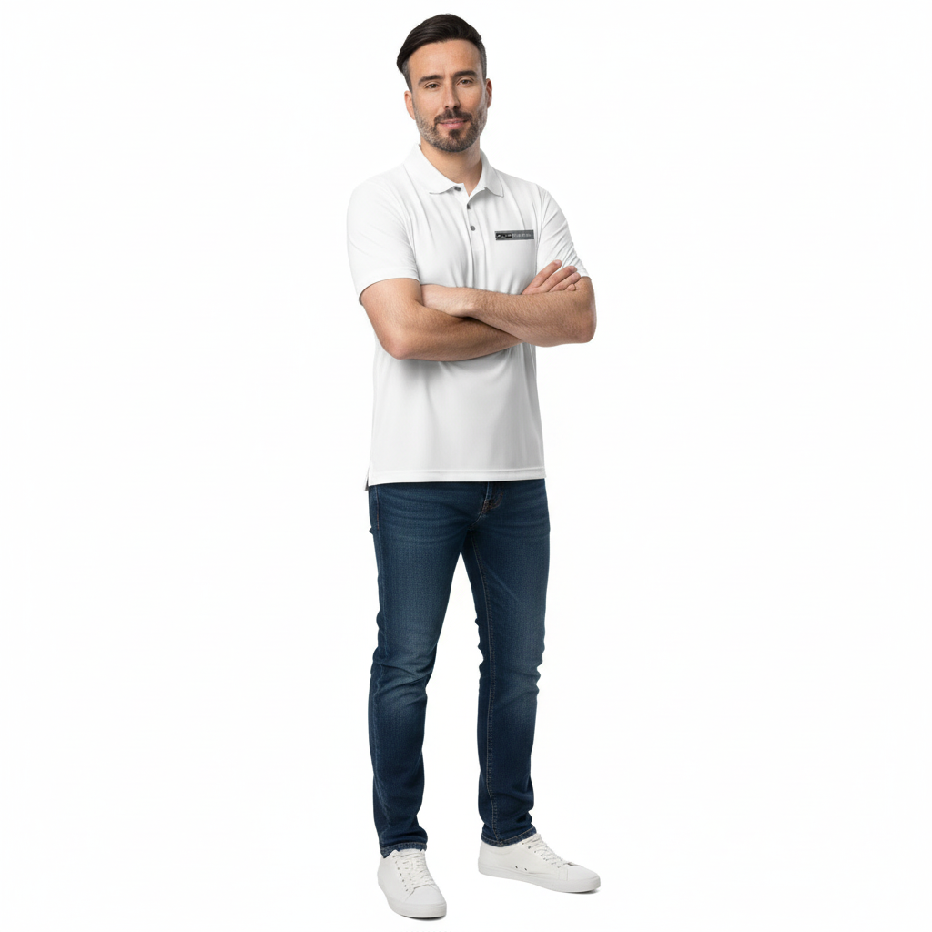 Man in polo with jeans