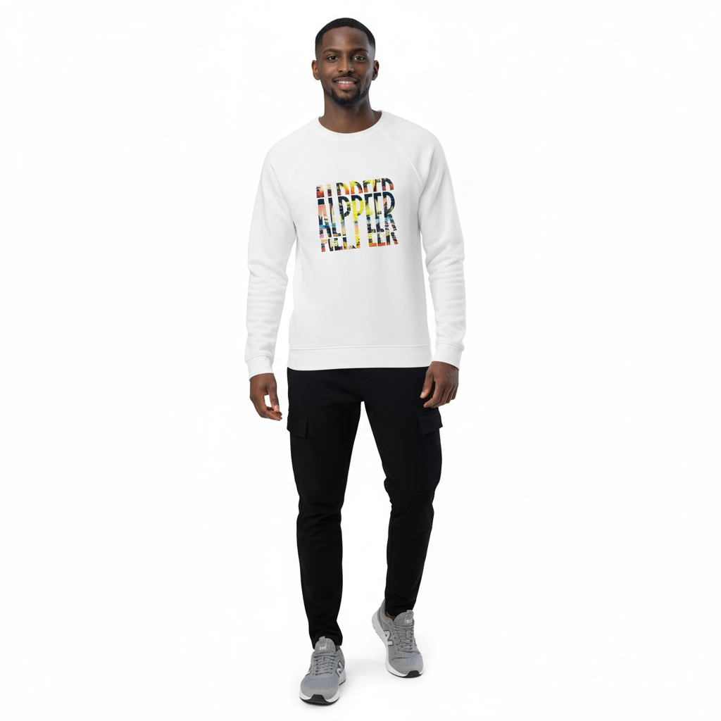 Man in white sweatshirt with track pants