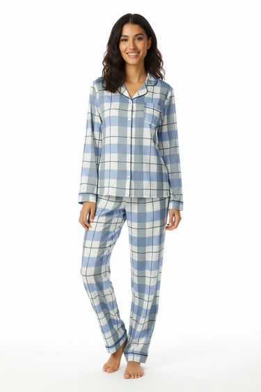 Matching plaid pajama set - front view