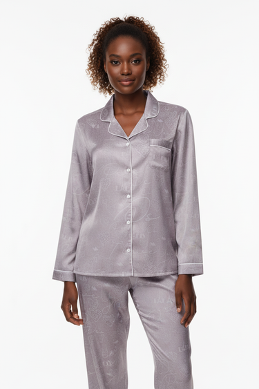 Matching satin pajama set - full body