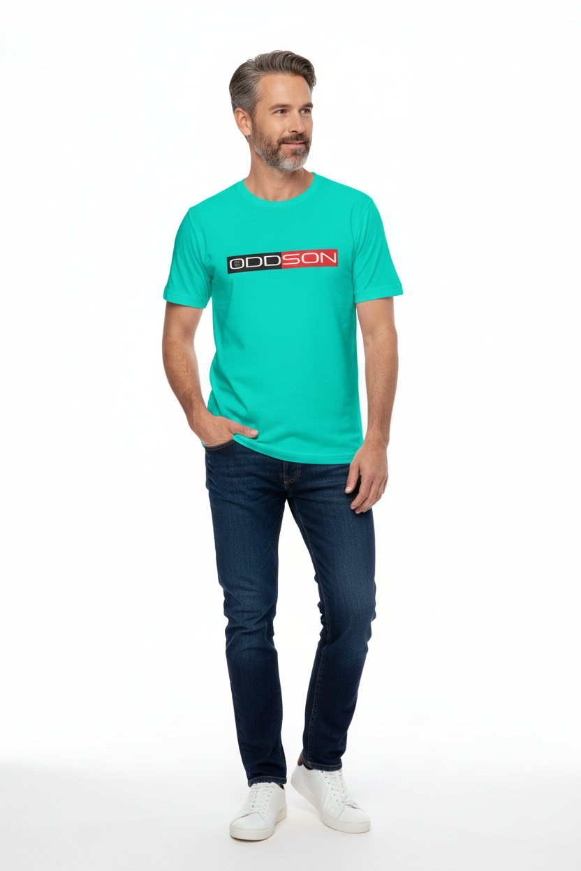 Mature model in teal t-shirt