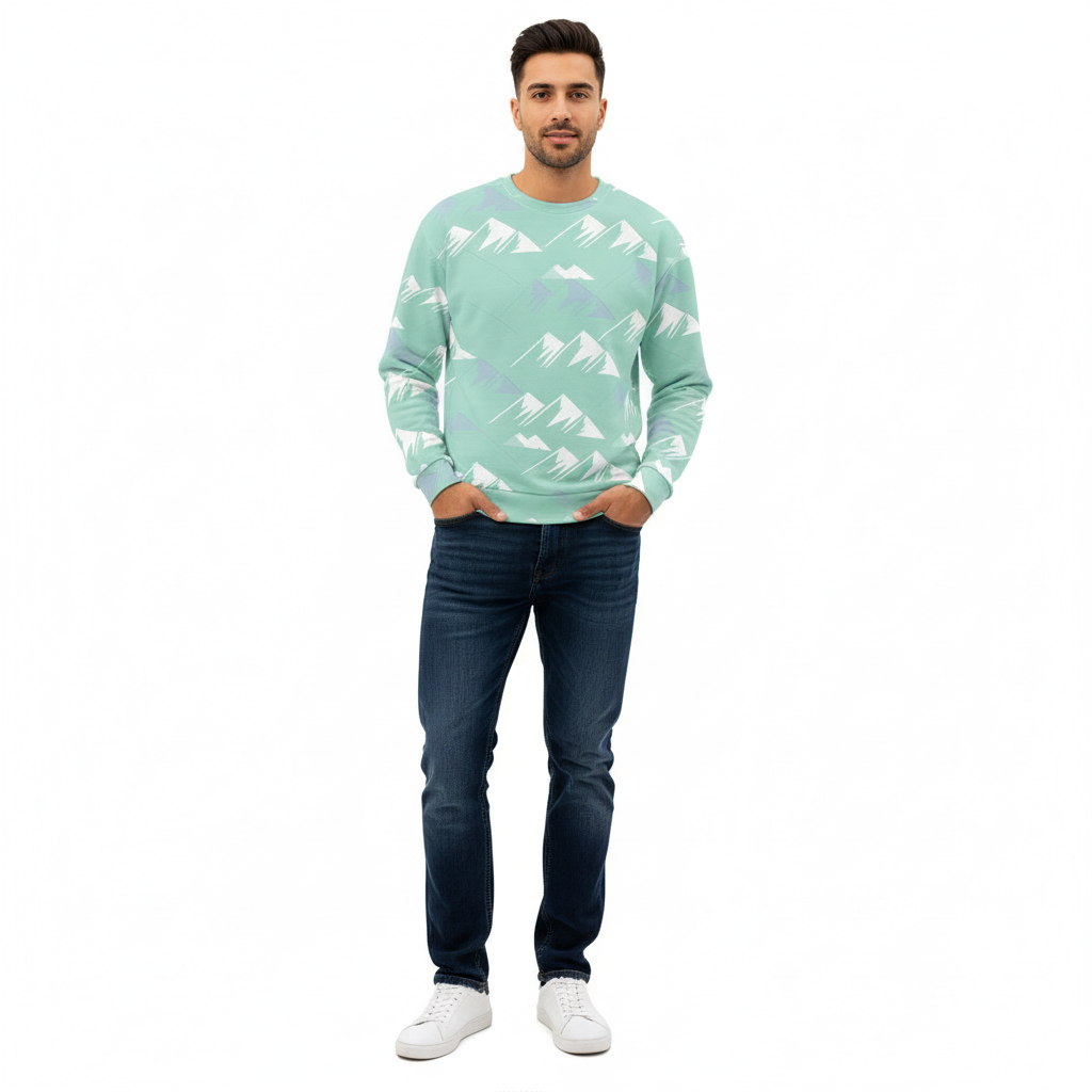 Middle Eastern male model mint sweatshirt white background