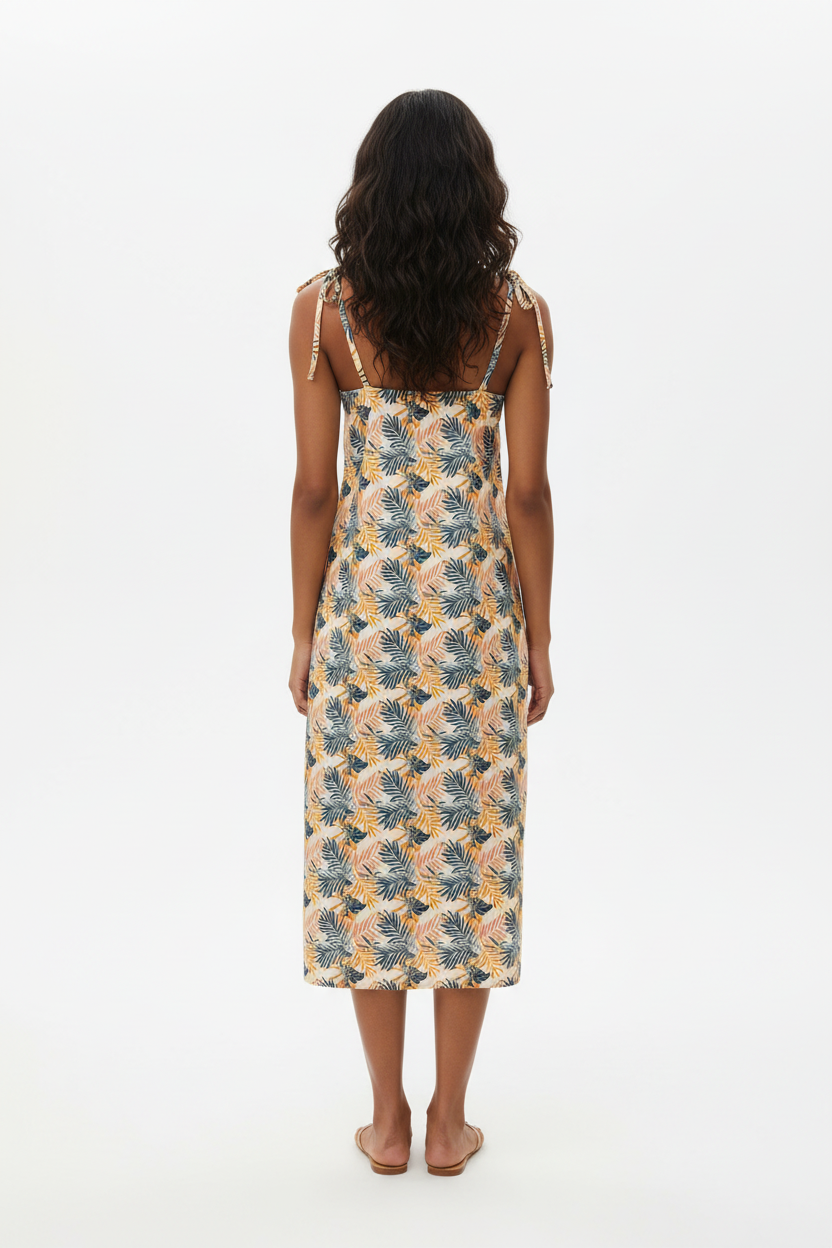 Mixed-race female model full back view