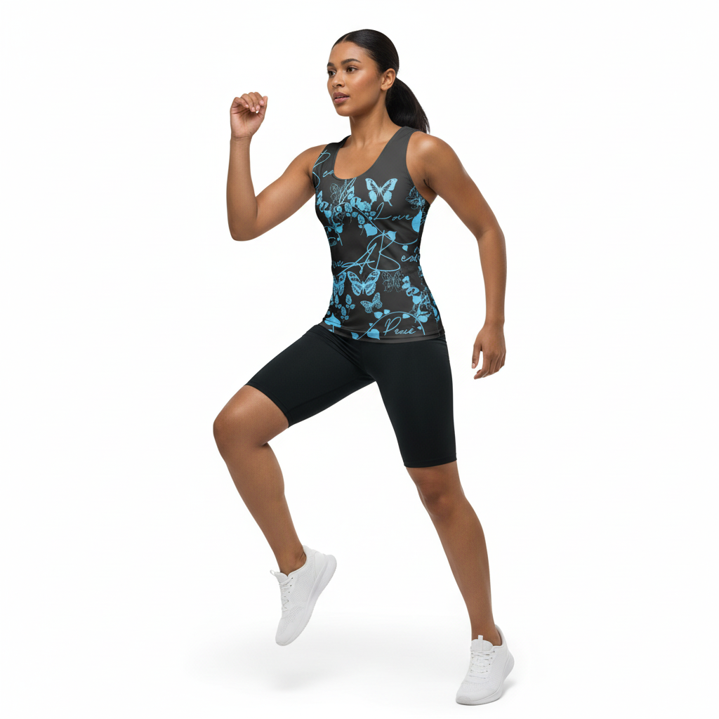 Mixed-race model with bike shorts