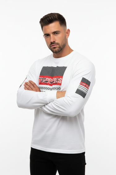 Model 4 in white arms crossed