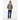 Model in sweater with dark jeans and white sneakers
