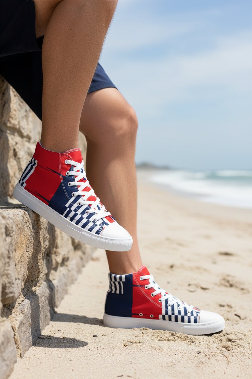Navy shorts beach wall