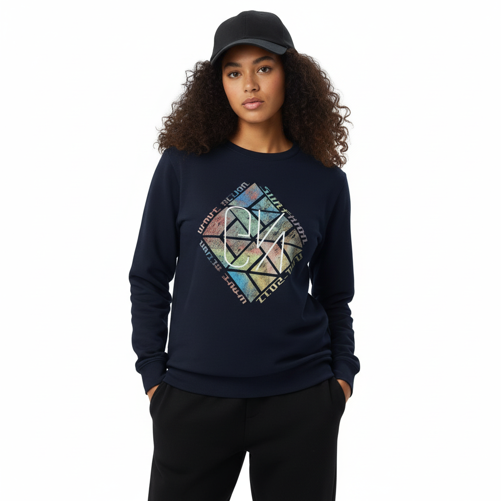 Navy sweatshirt with cap