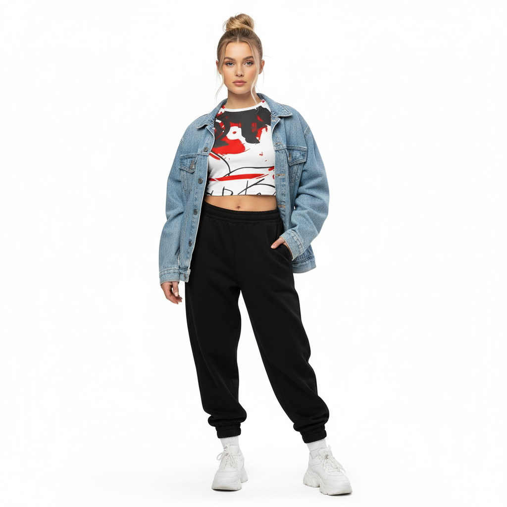 Notes on Replay Crop Top with Denim Jacket