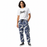 Ocean Wave Wide-Leg Joggers - Latino male model with graphic tee