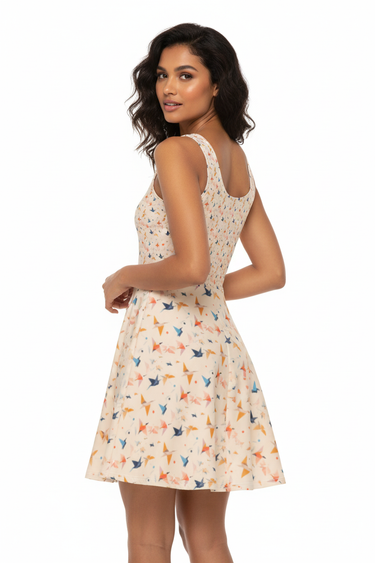 Origami Flight Skater Dress Back Portrait