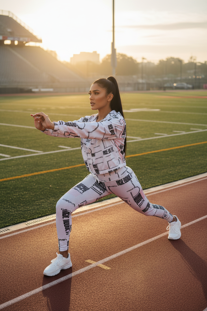 Outdoor track stadium warm-up