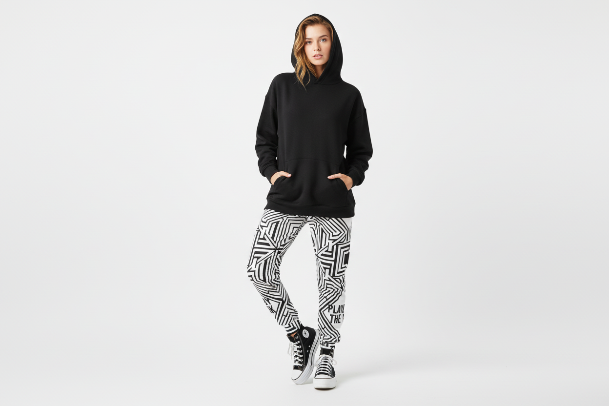 Oversized hoodie and platforms