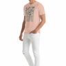 Peach Tee White Jeans Front