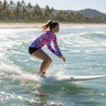 Pink Hibiscus Rash Guard Paddling