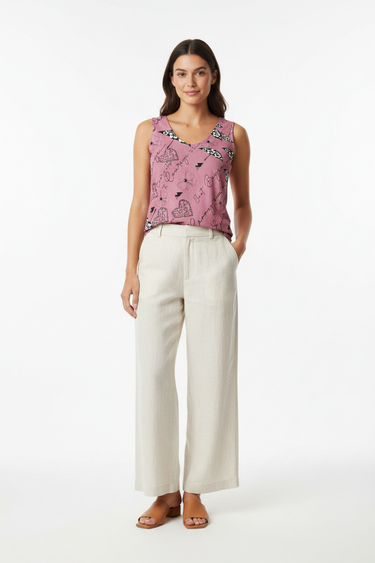 Pink Tank with Linen Pants