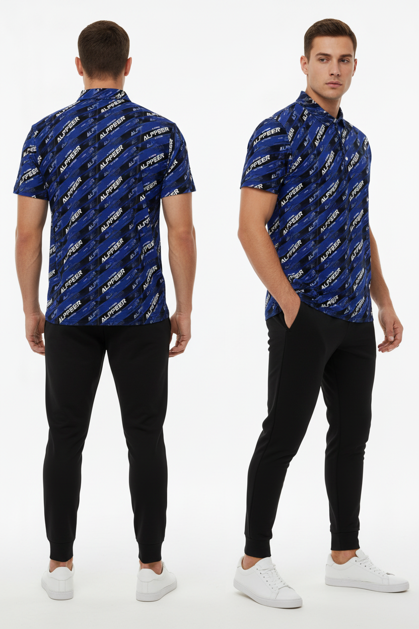 Polo with black joggers back