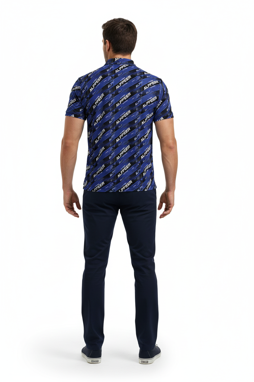 Polo with navy chinos back