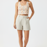 Racerback crop top with linen shorts