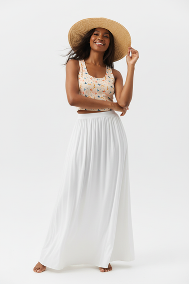 Racerback crop top with maxi skirt