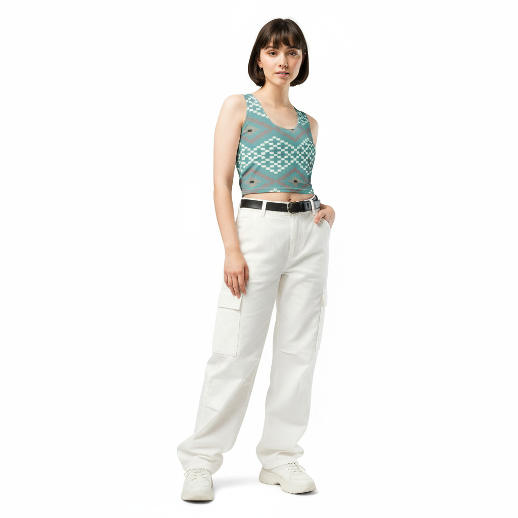 Radiant Vibes Crop Top with Cargo Pants