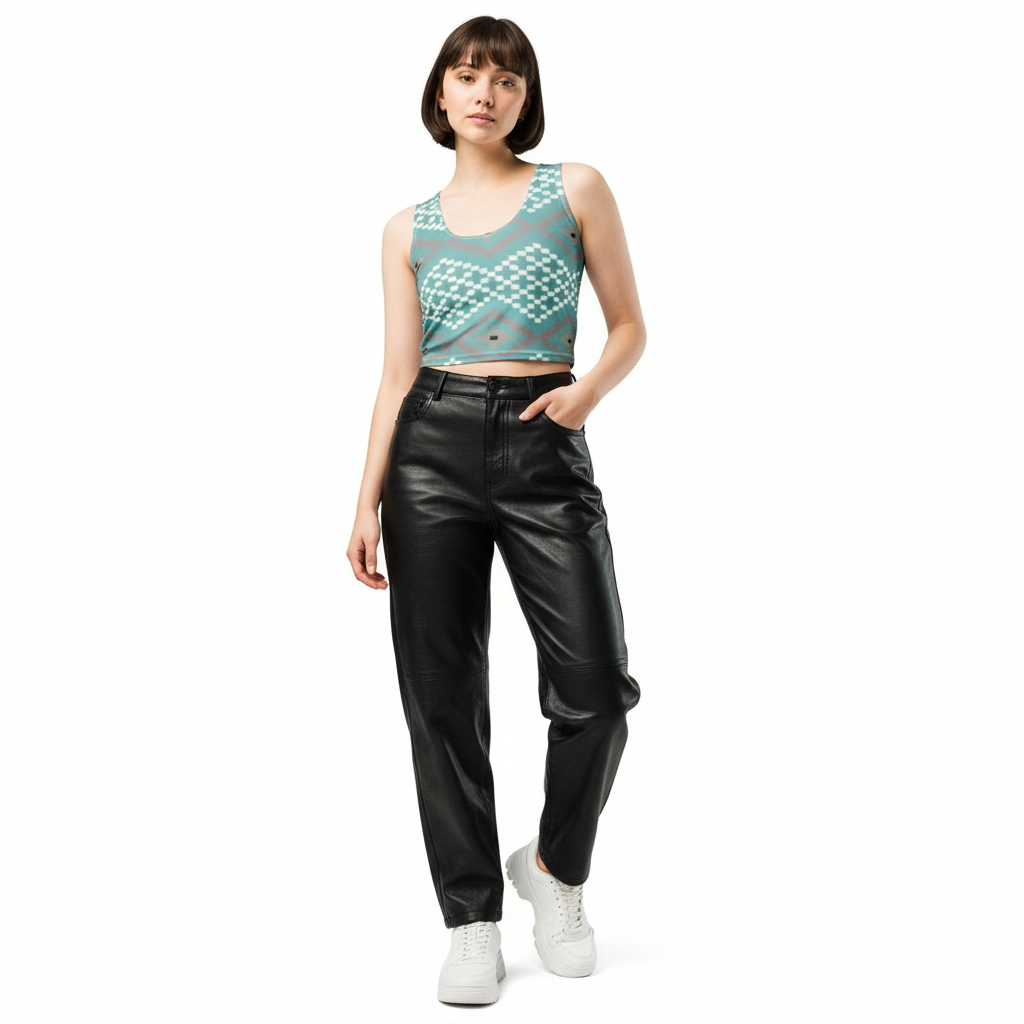 Radiant Vibes Crop Top with Leather Pants