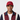 Red cap with color-block outfit - male model