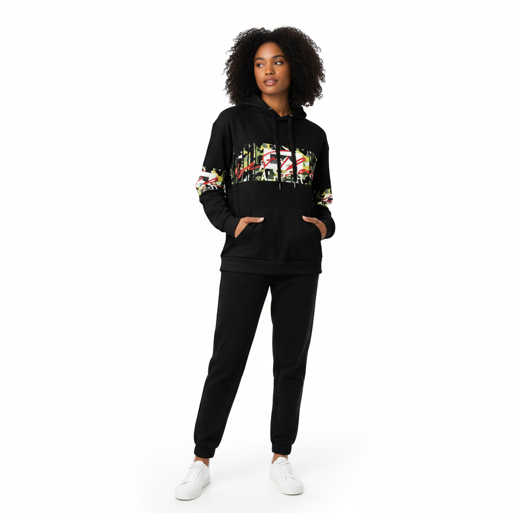Relaxed comfort - black hoodie with joggers