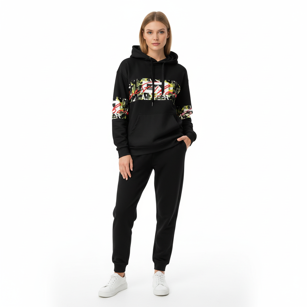 Relaxed comfort - black hoodie with joggers