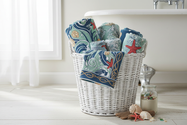 Rolled towel in basket