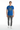 Royal blue ALPPEER tropical tee looking at camera
