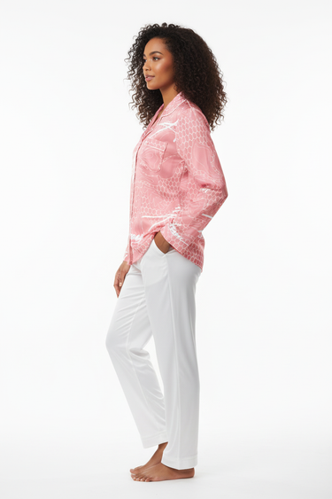 Side profile with white pants