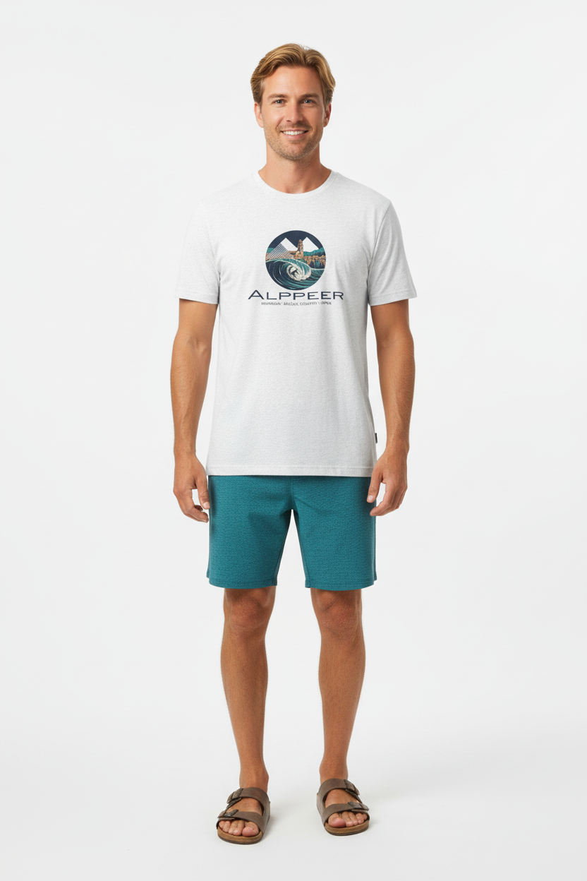 Solid White Teal Boardshorts