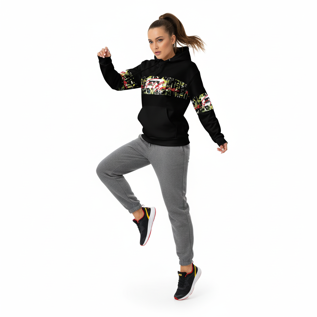Sporty casual - black hoodie with sweatpants